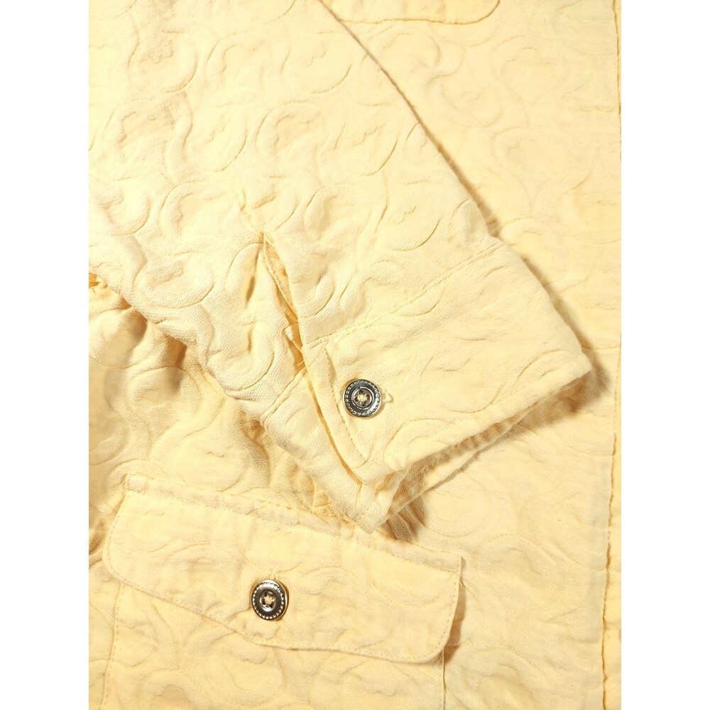 Christopher & Banks Jacket Womens Large Yellow Textured Floral Zip Lightweight - Picture 4 of 11